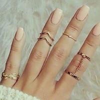 Midi Rings Knuckle Ring Fashion Alloy Leaf Gold Silver Jewelry For Party Daily 1set