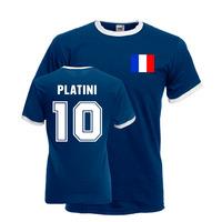 Michel Platini France Ringer Tee (dark Blue)