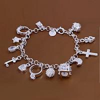 MISSING U Zircon / Copper / Silver Plated Bracelet Chain Link Bracelets / Strand Bracelets Daily 1pc