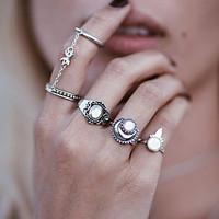 midi rings set imitation opal unique design resin alloy circle jewelry ...