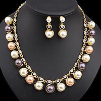 MISSING U Women Cute / Party Rose Gold Plated / Alloy / Rhinestone / Imitation Pearl Necklace / Earrings Jewelry Sets