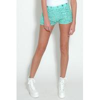 Mint Green Sequin Embellished Shorts