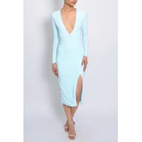 mint long sleeve slinky midi dress