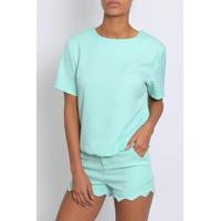 mint scallop edge co ord tee