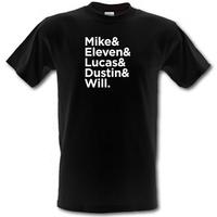 Mike & Eleven & Lucas & Dustin & Will male t-shirt.