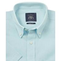 Mint Linen Blend Casual Fit Short Sleeve Shirt XL Short Sleeve - Savile Row