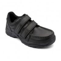 Miles, Black Leather Boys Riptape School Shoes