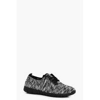 Mixed Jersey Lace Up Trainers - black