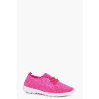 mixed jersey lace up trainers pink