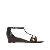 Missandei Leather Sandals with Small Wedge Heel