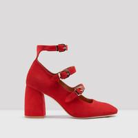 miista ss17 mary red suede heels