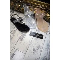 Milina T-Bar baguette and crystal jelly sandals