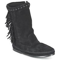 minnetonka luna fringe boot womens mid boots in black