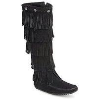 Minnetonka 5 LAYER FRINGE BOOT women\'s High Boots in black