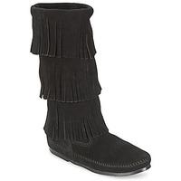 Minnetonka CALF HI 3 LAYER FRINGE BOOT women\'s High Boots in black