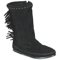 minnetonka luna fringe boot womens mid boots in black