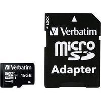 microSDHC card 16 GB Verbatim MICRO SDHC 16GB CL 10 ADAP Class 10 incl. SD adapter