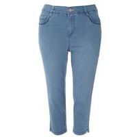 Mid Wash Denim Cropped Jeans, Denim