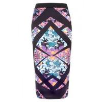 mirror aztec midi skirt