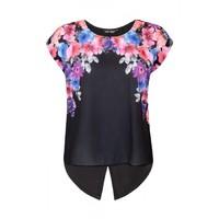 MIRROR FLORAL SPLIT BACK TOP