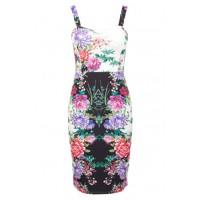 MIRROR FLORAL STRAP BODYCON