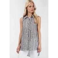 mix stripe sless longline shirt