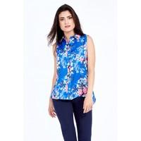 MIX FLORAL SLEEVELESS SATIN SHIRT