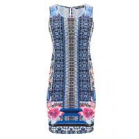 mix print border shift dress