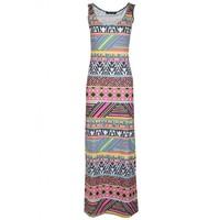 mix aztec vest maxi dress