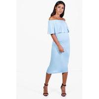 Mia Off The Shoulder Midi Dress - bluebell