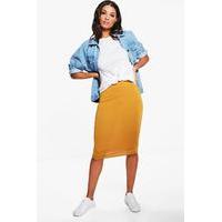 Midi Jersey Tube Skirt - mustard