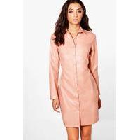 miah pu button through stretch dress blush