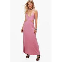 milly cut out strappy maxi dress rose