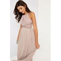 Mink Embellished Lace Panel Detail Maxi