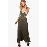 milly cut out strappy maxi dress khaki