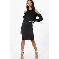 midi skirt with split black