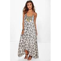 Mia Snake Print Beaded Hanky Hem Dress - multi