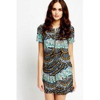 mix print zipped shift dress