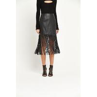 miss selfridge fringe leather skirt