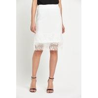 Miss Selfridge White Lace Fringe Skirt