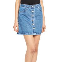 miss selfridge mini front split denim skirt