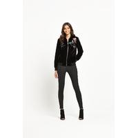 miss selfridge velvet embroidered bomber jacket