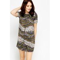 mix print zipped shift dress