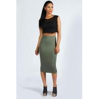 Midi Jersey Tube Skirt - khaki