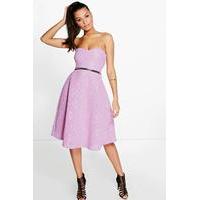 Mia Bonded Lace Bandeau Skater Dress - lilac