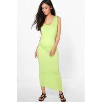 Mia Basic Midaxi Dress - lime