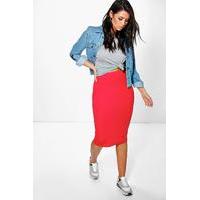 Midi Jersey Tube Skirt - red