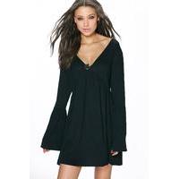 Millie V Neck Swing Dress - black