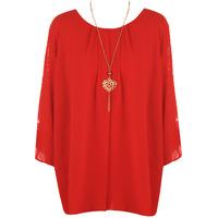 Mirabel Chiffon Necklace Top - Red