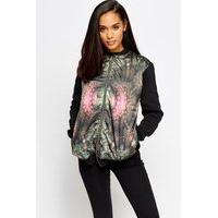 Mix Print Front Bomber Jacket